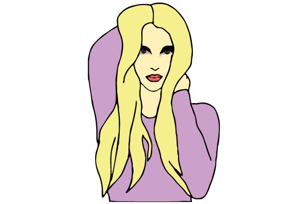 Stylized Illustration of a Woman with Blonde Hair and a Purple Shirt