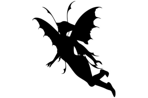 Silhouette of a Fantastical Creature: A Black Bat with a Human-like Figure