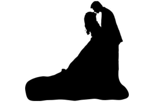 Silhouette of a Couple in a Romantic Embrace