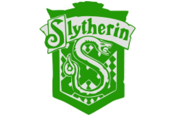 Stylized Logo for 'Slytherin' with a Green Snake Design