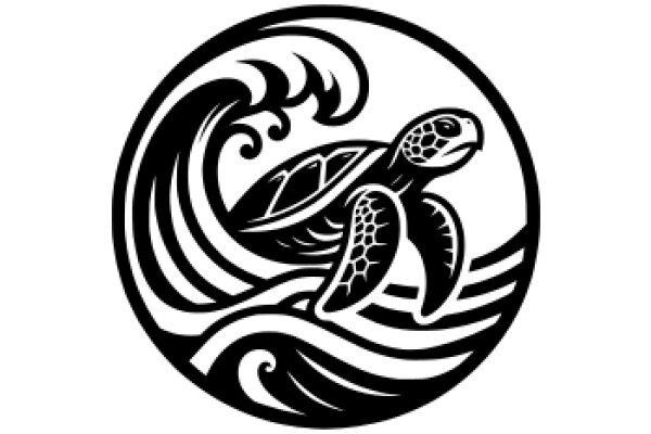 Stylized Logo of a Turtle Riding a Wave