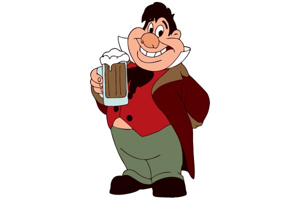 A Friendly Cartoon Character Enjoying a Beer