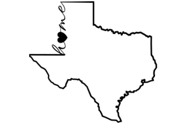 A Simple Map of Texas with a Heart