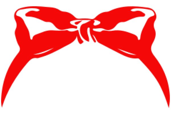 Stylized Red Bow with a Curved Design