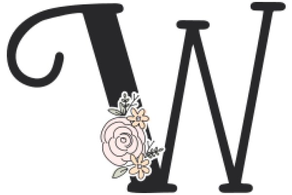 Stylized Letter 'W' with Floral Accent