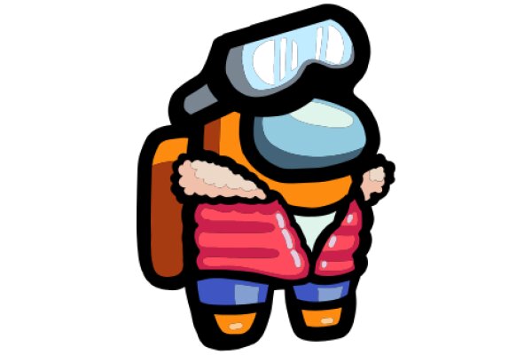 A Playful Illustration of a Character with a Backpack and Goggles