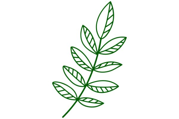 Simplistic Green Line Drawing of a Leafy Branch