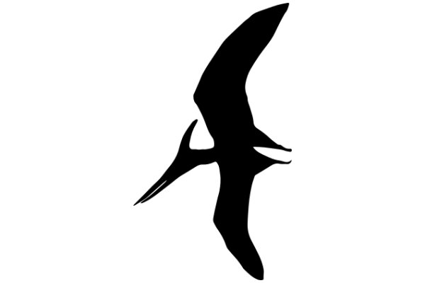 Stylized Black Silhouette of a Bird in Flight