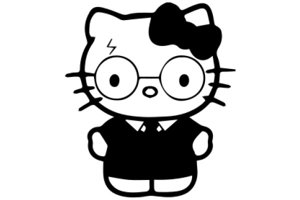 Stylish Illustration of a Cat with a Bowtie and Glasses