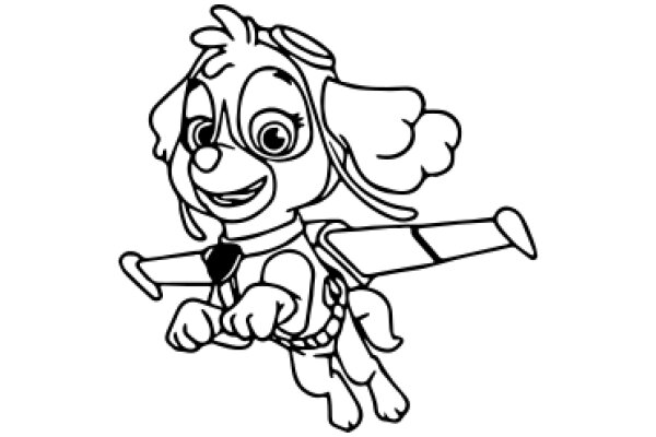 A Playful Pup in a Pilot's Uniform: A Whimsical Illustration