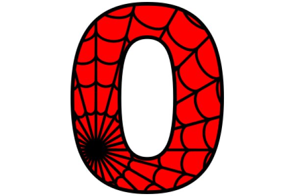 Vibrant Red Spider Web with a Large Black Letter 'O' at the Center