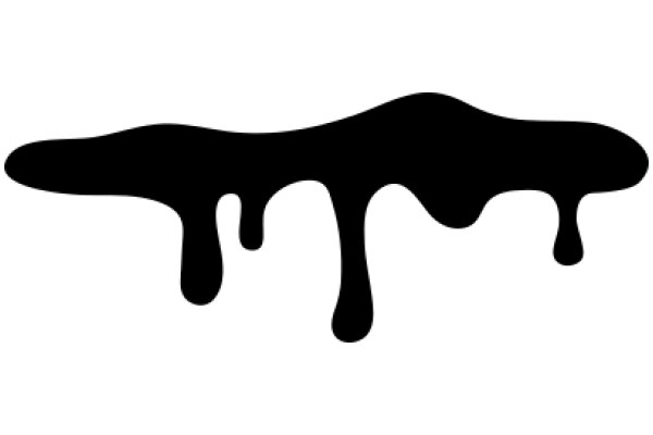 Black Silhouette of a Dripping Liquid on a White Background