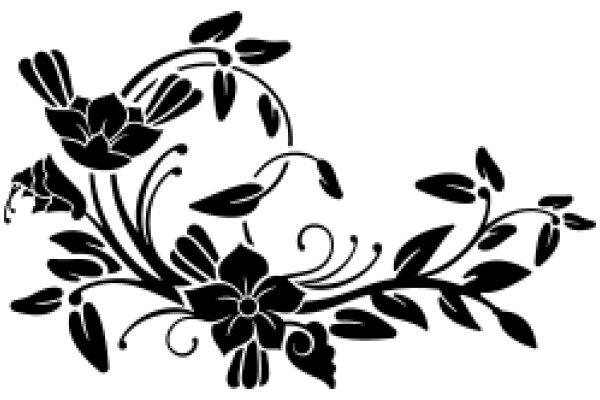 Elegant Black Floral Design on White Background