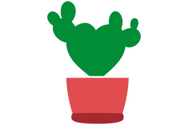 A Whimsical Scene of a Green Cactus in a Red Pot