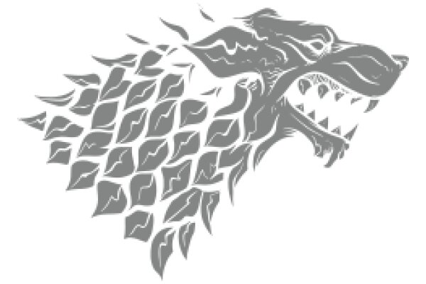 Stylized Gray Wolf Design with Detailed Fur Patterns