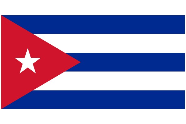 Cuban Flag with a Red Star at the Center