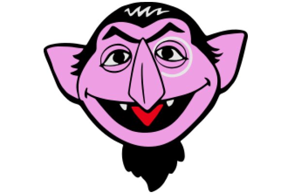 Whimsical Pink Cartoon Character with a Wicked Smile