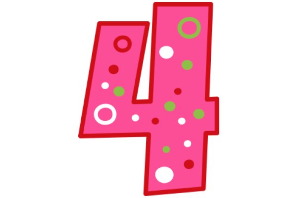 Vibrant Illustration of a Pink Number Four