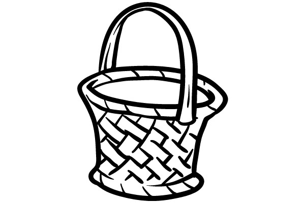 A Simple Line Drawing of a Basket