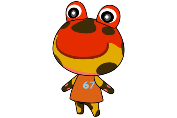 Vibrant Cartoon Frog with a Number 67 Shirt