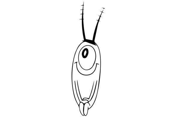 A Whimsical Cartoon of a Smiling Character with Antennae