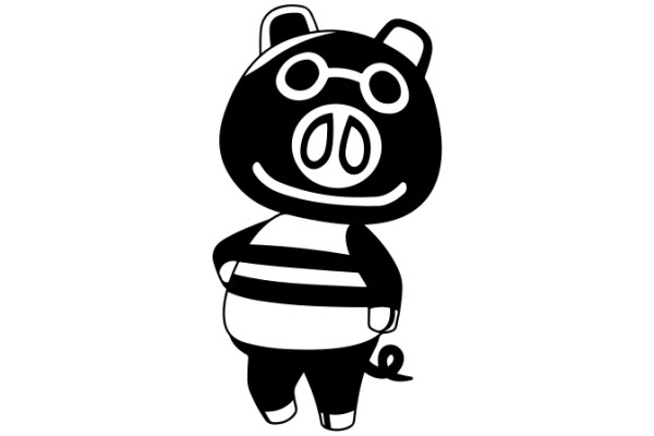 Stylish Cartoon Pig Character with Glasses and a Smile