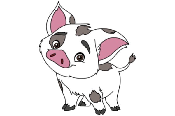 Adorable Cartoon Pig with Pink Ears and a Big Smile