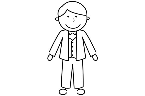 A Simple Line Drawing of a Smiling Cartoon Character