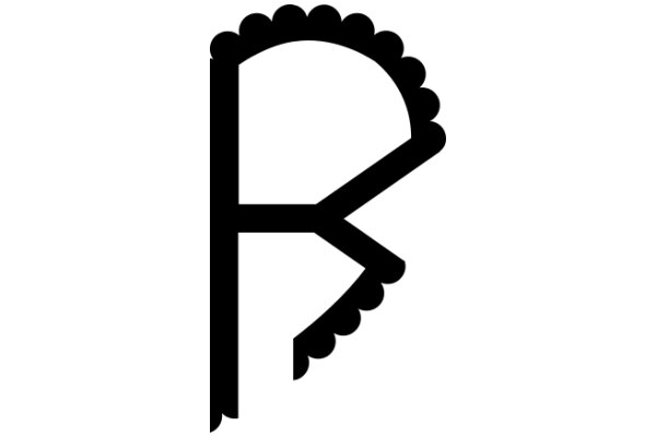 Stylized Black Letter 'R' with Scalloped Border