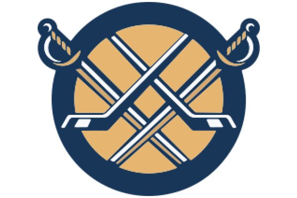 Stylized Hockey Logo with Blue and Gold Colors