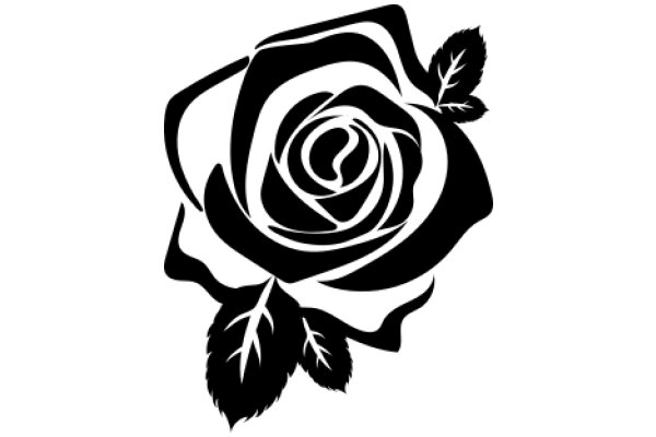 Elegant Rose Silhouette with Leaves