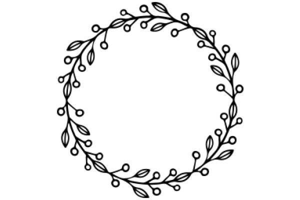 Elegant Black Line Art: A Simple, Stylized Floral Wreath