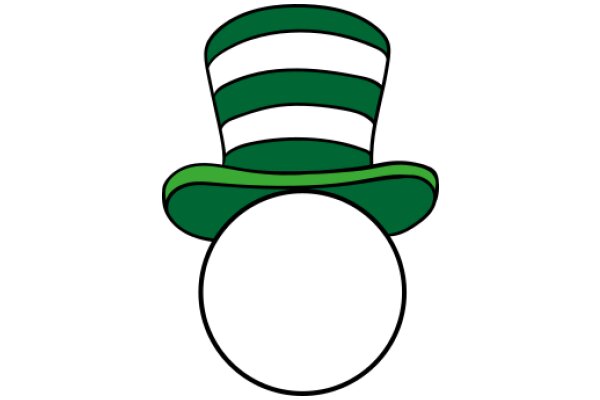 Whimsical Green and White Striped Hat with a White Ball at the Bottom