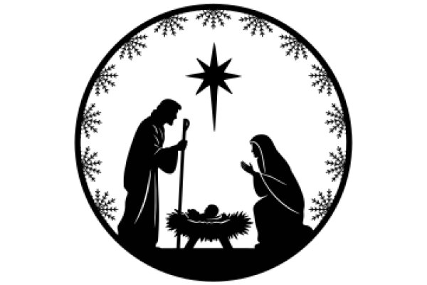 Silhouette of a Nativity Scene with a Star Above