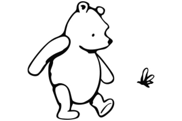 A Playful Encounter: A Cartoon Bear and a Butterfly