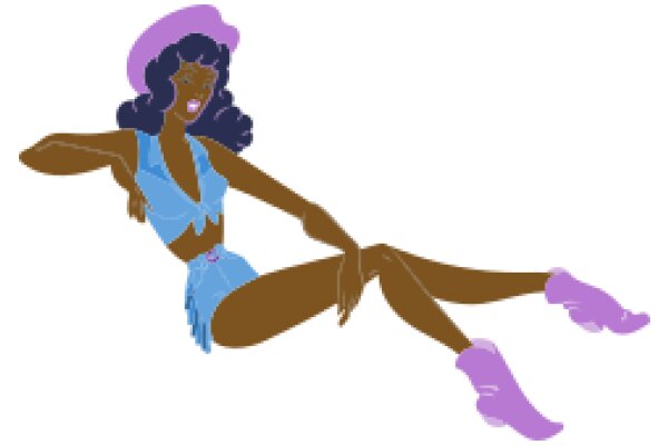 Stylish Animation: A Purple-Shoed Woman in a Blue Dress