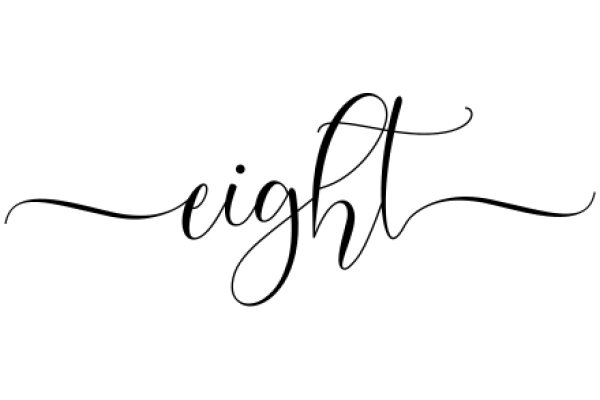 Elegant Typography: The Word 'Eight' in a Stylish, Curly Font