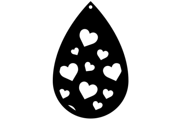 Silhouette of a Heart-Shaped Drop with White Hearts Inside