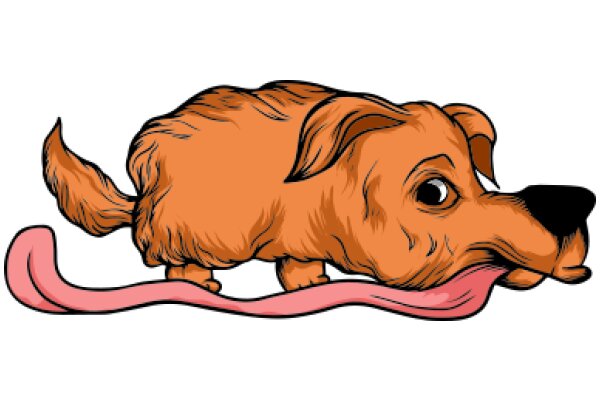 A Playful Illustration of a Brown Dog with a Pink Tongue