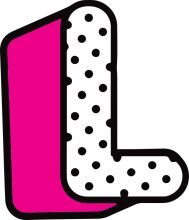 Vibrant Logo Design: A Pink and White Polka Dot Letter 'L'