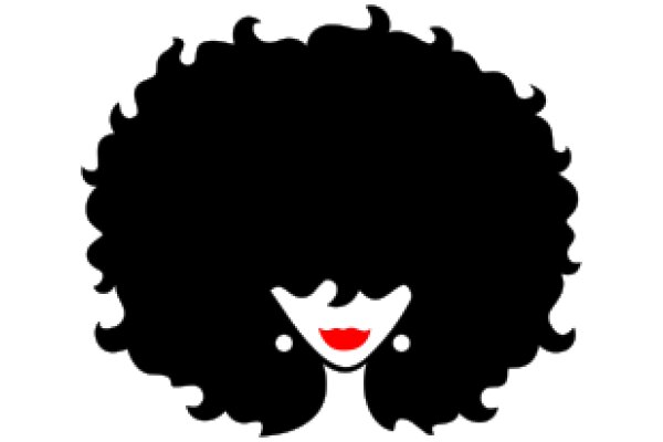 Stylized Portrait of a Woman with Curly Hair and Red Lips