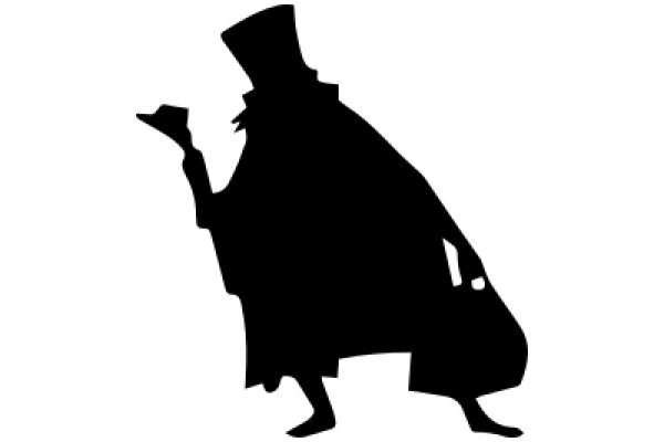 Silhouette of a Mysterious Figure with a Hat and a Cane