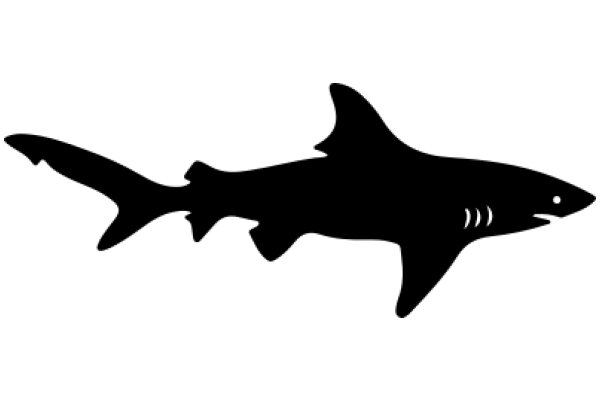 Black Silhouette of a Shark on a White Background