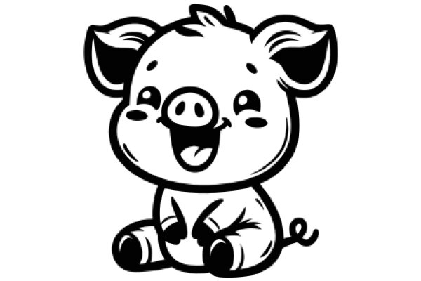 Adorable Cartoon Pig with Big Eyes and a Smile