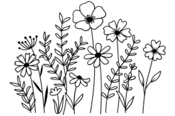 Floral Illustration: A Delicate Arrangement of Flowers and Plants