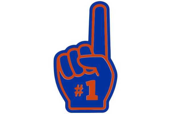 Vibrant Blue and Orange Number One Hand Sign