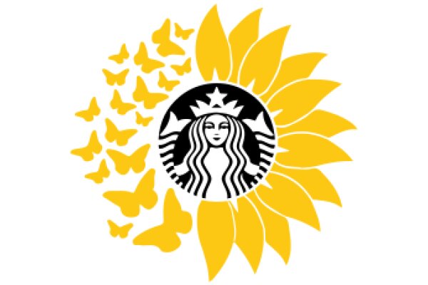 Starbucks Sunburst Logo with Butterflies