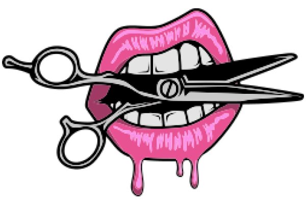 A Playful Illustration of a Pair of Scissors and a Pink Lipstick