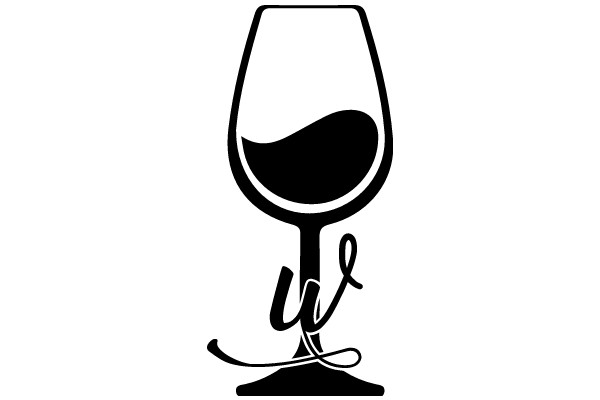 Elegant Wine Glass Icon with a Stylish Swirl Design