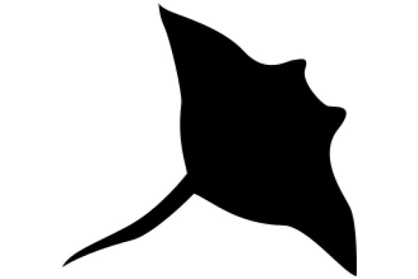 Stylized Black Silhouette of a Stingray